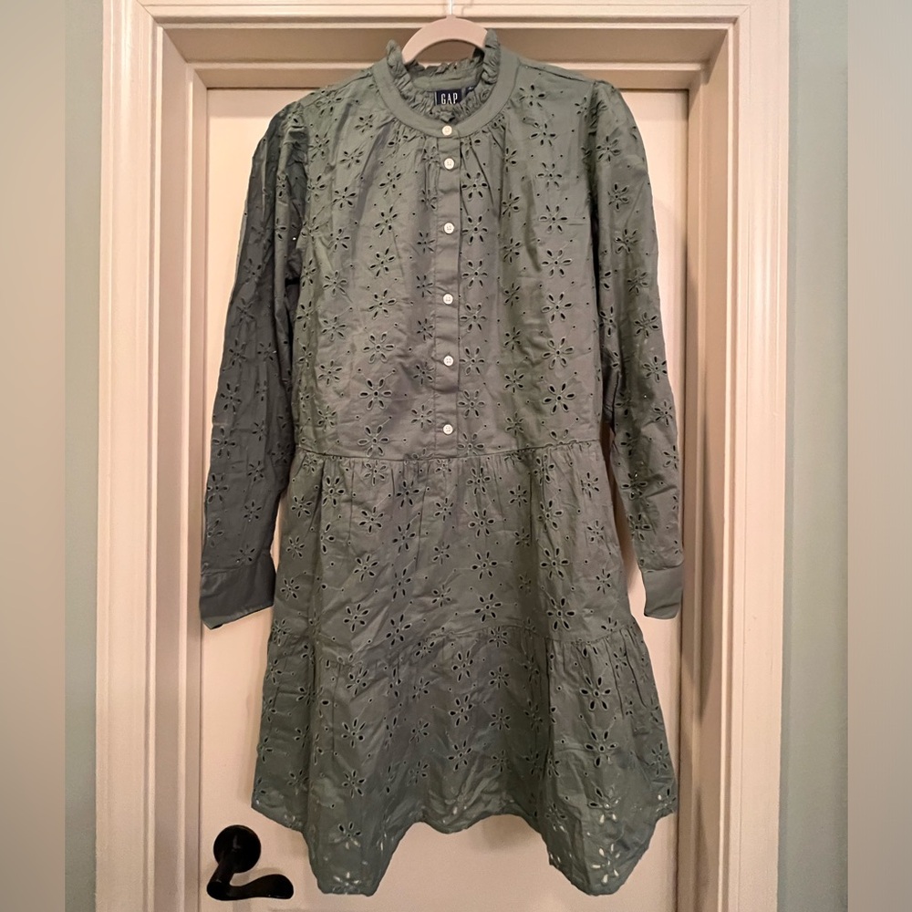 GAP Eyelet Tiered Mini Shirt Dress NWT